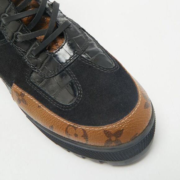 Louis Vuitton Black Suede And Monogram Canvas Laureate Desert Boots Size 39 - Picture 7 of 7